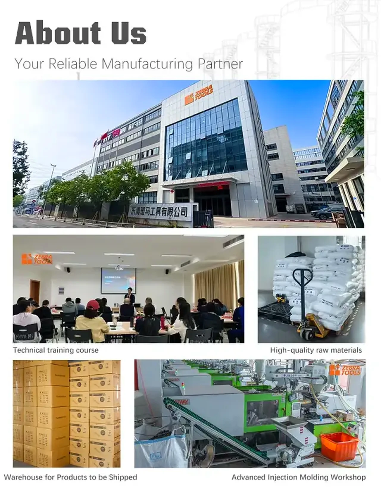 China tile leveling system manufacturing plant — 2,700+ sqm injection molding workshop in Wenzhou, Zhejiang